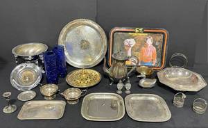 lot 119 image: Lot of Vintage Silverplate, Metalware, and Collectibles