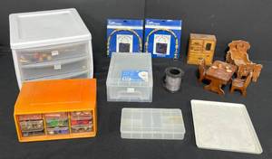 lot 127 image: Crafting Supplies and Miniature Furniture Set
