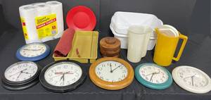 lot 129 image: Assorted Household Items and Decorative Clocks Lot