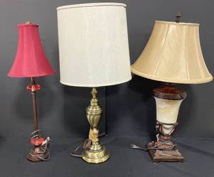 lot 145 image: Assorted Table Lamps Lot - Set of 3