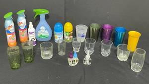 lot 165 image: Assorted Household Lot - Air Fresheners, Glassware, and Cleaning Supplies