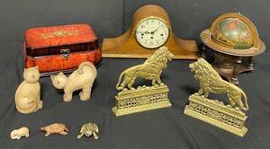 lot 192 image: Vintage Collectibles Assortment - Clock, Globe, Figurines, and More