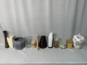 lot 64 image: Assorted Decorative Vases, Jars, and Containers Collection
