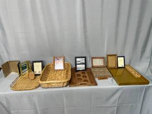 lot 154 image: Assorted Home Decor Lot with Baskets, Frames, and Trays