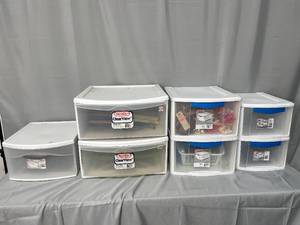 lot 156 image: Sterilite ClearView Storage Drawer Lot with Organizing Items