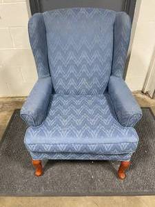 lot 182 image: Vintage Blue Upholstered Wingback Armchair
