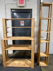 lot 184 image: Set of 2 Wooden Storage Shelving Units