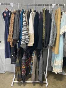lot 205 image: Assorted Vintage and Contemporary Clothing Lot - Dresses, Coats, Jackets