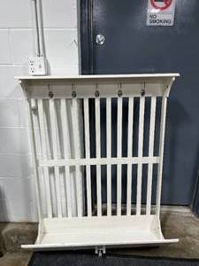 lot 186 image: Wood Wall-Mounted Coat Rack with Hooks