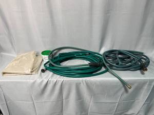lot 114 image: Lot of Garden Hoses and All-Purpose Joint Compound