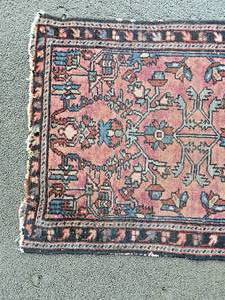 lot 55 image: Vintage Worn Sarouk Style Remnant Rug