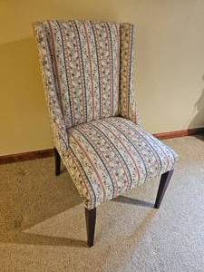 lot 114 image: Striped Drapery Upholstery Library Chair