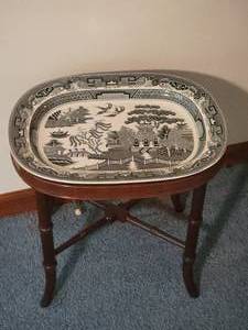 lot 46 image: Exotic Japanese Painted Ceramic Tray Server Table - Black Willow