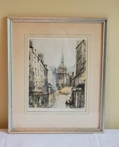 lot 88 image: Romantic French Fine Art Print - Rene Georges Gautier - En Face de la Basilique