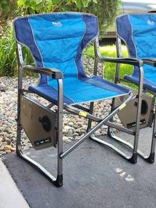 lot 158 image: Timber Ridge Luxury Folding Canvas Captains Chair Pair