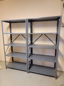 lot 351 image: Sturdy Aluminum Shelving Pair - Grey - A