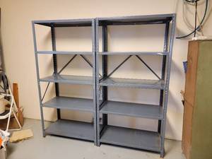 lot 350 image: Sturdy Aluminum Shelving Pair - Grey - B