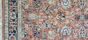 lot 13 image: India Tabriz 100% Wool Area Rug  5.1 x 6.2, Cinnamon  Taupe  Black