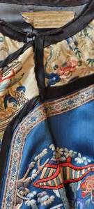 lot 1 image: Chinese Silk Embroidered Blue Ground Robe from B. Altman New York