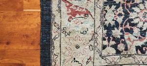 lot 16 image: Persian 100% Wool Area Rug  5.5 x 7.8, Black  Taupe  Cinnamon
