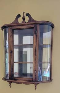 lot 190 image: Pecan Bow Front Wall Mount Display Case