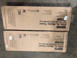 Lot of 2 Elite XL Media Tower 837 CD  528 DVD  624 Blu-ray by Atlantic  Customer Returns See Pictures