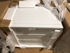 Mid-Century 3-Drawer 28 in. White Rectanglar Top Pine End Table with Pull Out Tray Customer Returns See Pictures