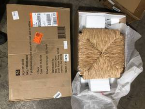 Lot of 2 Home Decorators Collection Dorsey Willow Green Backless Wood Counter Stool with Woven Rush Seat    Customer Returns See Pictures