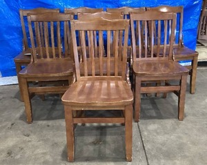 lot 50 image: EIGHT STURDY WOOD CHAIRS FOR HOME USE OR BUSINESS