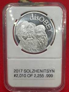 lot 4 image: 2017 1oz .999 Silver Solzhenitsyn with COA