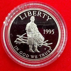 lot 24 image: 1995-S Choice Proof Civil War Commemorative Half Dollar