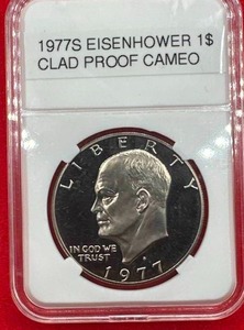 lot 29 image: 1977-S Proof Cameo Eisenhower Dollar (uncirculated)