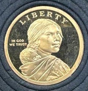 lot 45 image: Undated Reverse Proof Sacajawea in Airtite