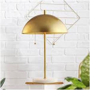 lot 3 image: 20.7 Metal Dome Table Lamp with Marble Base GoldWhite - Jonathan Y