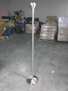lot 7 image: Torchiere Floor Lamp with Glass Shade - Threshold Silver-Missing Globe- Some Dents & Scratches