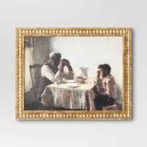 lot 132 image: 20 x 16 The Thankful Poor by Henry Ossawa Tanner Vintage Framed Wall Cotton Canvas Gold - Threshold