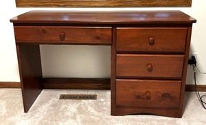 lot 23 image: Vintage Wooden Desk with Coordinating Chair