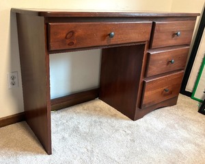 lot 66 image: Vintage Wooden Desk with Matching Chair