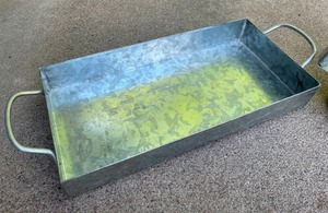 lot 142 image: Metal Behrens Sprinkling Can and Metal Gardening Tray