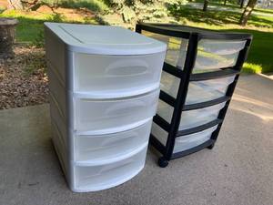 lot 145 image: Two Four Drawer Plastic Storage Pieces by Sterilte and Tamor