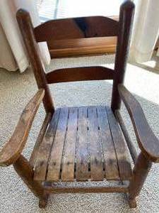 lot 160 image: Vintage Wooden Childs Rocking Chair