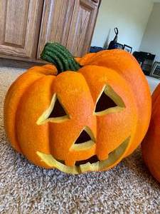 lot 193 image: Two Fun Foam Lighted Pumpkins