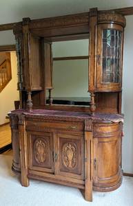 lot 4 image: Vintage Italian Carved Walnut Display Cabinet