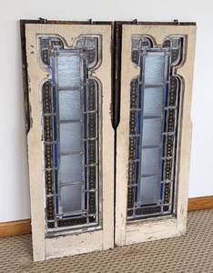 lot 18 image: Pair of Antique Stained Glass Window Panels