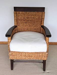 lot 16 image: Pier One Wicker Armchair