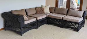 lot 15 image: Pottery Barn Black Wicker Outdoor Sectional