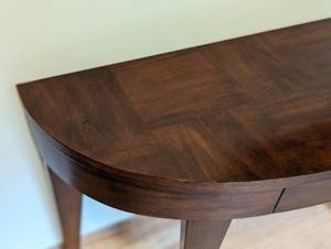 lot 9 image: Crescent Wood Console Table