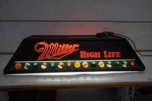 lot 447 image: Miller High Life Lighted Pool Table Sign