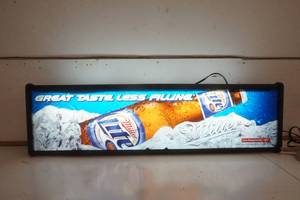 lot 451 image: Miller Lite Lighted Wall Display Great Taste Less Filling