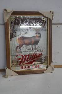 lot 494 image: Miller High Life Buck Mirror Picture